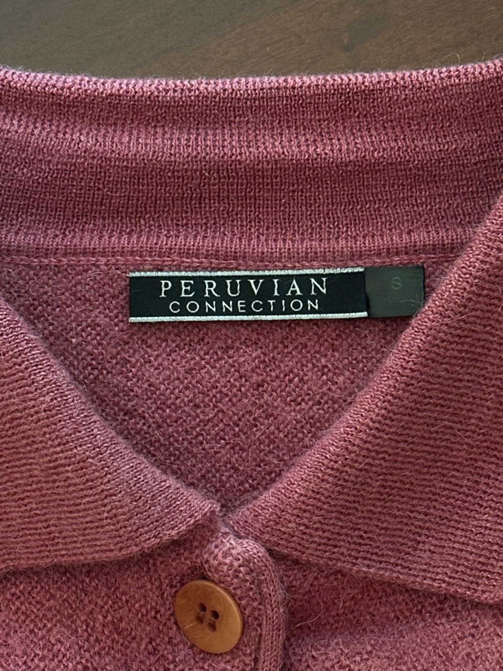 Peruvian Connection Alpaca Polo Collar Cardigan Ginger Rose Women's Size Small - Picture 8 of 10